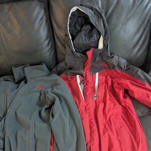 The North Face Red and Gray Kids Raincoats